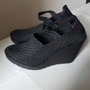 Steven by Steve Madden Black Stretch Wedges